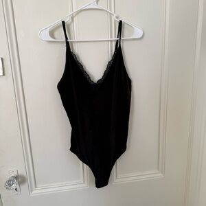 Colsie Black Lace-Trim Cami Bodysuit